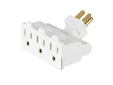 Swivel Grounded 3 Outlet Adapter, White