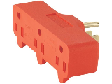 Grounded 3 Outlet Adapter, Orange