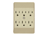 Grounded 6 Outlet Adapter, Ivory