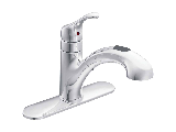 One-Handle Low Arc Pullout Kitchen Faucet, Chrome