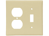 Ivory Switch And Duplex Receptacle Combination Plate, 2 Gang