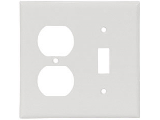 White Switch And Duplex Receptacle Combination Plate, 2 Gang