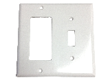 White Decorator Wall Plate, 2 Gang Combination