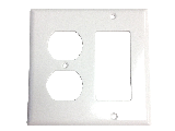 White Decorator and Switch Wall Plate, 2 Gang