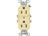 Commercial Side Wire Duplex Receptacle, 15 Amp  Ivory