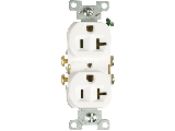 Commercial Side Wire Duplex Receptacle, 20 Amp  White