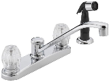 Double Handle Kitchen Faucet with Black Side Sprayer