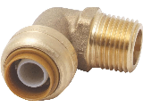 Push-to-Connect Brass 90 Degree Male Elbow, 1/2 In x 1/2 In