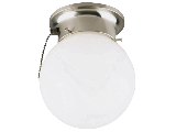 Brushed Nickel Flush Mount Ceiling Light Fixture with Pull Chain, 6 In