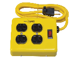 4-Outlet Yellow Metal Power Strip with 4 Ft. Cord