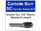 Cylindrical Radius End Carbide Bur (Sizes)