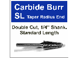 Taper Radius End Carbide Bur (Sizes)