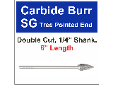 Pointed Tree Shape Carbide Burrs, 6 In (Sizes)