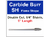 Flame Shape Carbide Burrs, 6 In (Sizes)