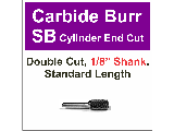 Cylinder Shape with End Cut Carbide Burr, 1/16 In