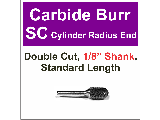 Cylinder Shape Radius End Double Cut Carbide Burrs (Sizes)