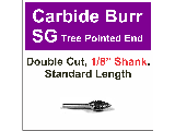 Pointed Tree Shape Double Cut Carbide Burr, 1/8 In