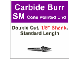 Pointed Cone Shape Double Cut Carbide Burr, 1/8 In