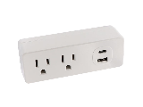 White 15A 2-Outlet Wall Tap with 1 USB-A & 1 USB-C