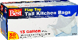 Flap Tie Tall Kitchen Bag 13 Ga, 30 Ct