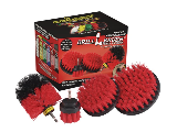 Drillbrush Stiff Red Scrub Brush, 4 Pc