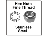 Hex Nuts Fine Thread, Stainless Steel