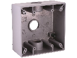 WeatherProof 2 Gang 3 Holes Outlet Box, 3/4 In Gray