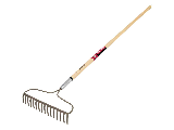 Steel Bow Garden Rake, 16-Tine w/ 60 In Wood Handle