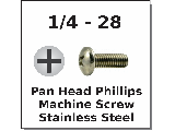 1/4-20 Phillips Pan Head Sheet Metal Screws Stainless