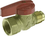 AGA Gas Ball Valve, 3/8 In Flare x 1/2 In FPT