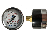 1-1/2 In Steel Pressure Gauge 100 PSI, 1/8 In Center Back Mount