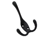 Triple Clothes Hook, Matte Black