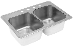 Stainless Steel Double Bowl Kitchen Sink, 6 In Deep