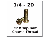 1/4-20 Full Thread Hex Tap Bolts Grade 8