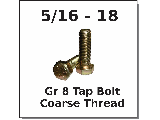 5/16-18 Full Thread Hex Tap Bolt Grade 8