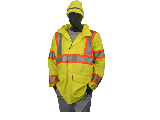 Hign Visibility Yellow DOT Rain Jacket with Concealed Hood (Sizes)