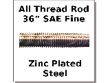 All Thread Rod Zinc Plated Steel Fine Thread