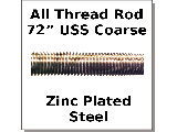 All Thread Rod Zinc Plated Steel, 72" Long (Sizes)