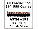 All Thread Rod Grade B7 Plain Finish Steel