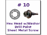 #10 Hex Head Stainless Steel Drill Point Sheet Metal Screw w/Washer