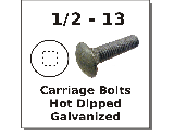 1/2-13 Carriage Bolts Hot Dip Galv