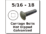 5/16-18 Carriage Bolts Hot Dip Galv