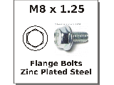 M8 x 1.25 Metric Flange Bolts Plated Steel