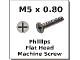 M5 x 0.80 Flat Phillips Machine Screws