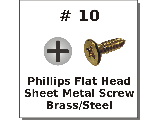 #10 Flat Phillips Sheet Screws Brass/Steel