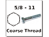 5/8" Hex Bolts Zinc Plated Steel Grade 2