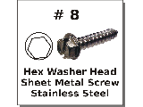 #8 Hex Washer Head Sheet Metal Screws Stainless