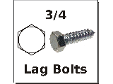 3/4" Hex Bolts Zinc Plated Steel