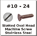 10-24 Oval Slot Machine Screws Stainless Steel