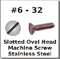 6-32 Oval Slot Machine Screws Stainless Steel